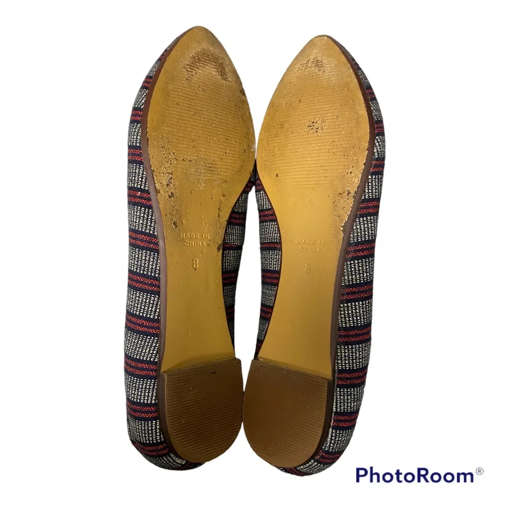 Madewell‎ | size 8 navy and red striped flats